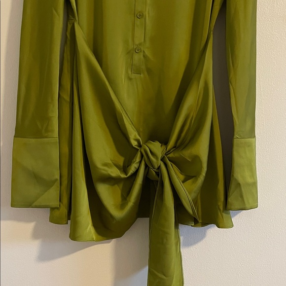 Rat & Boa Alanis Shirt Dress Mini Women’s Size Small Cyprus Green Satin - Picture 8 of 11